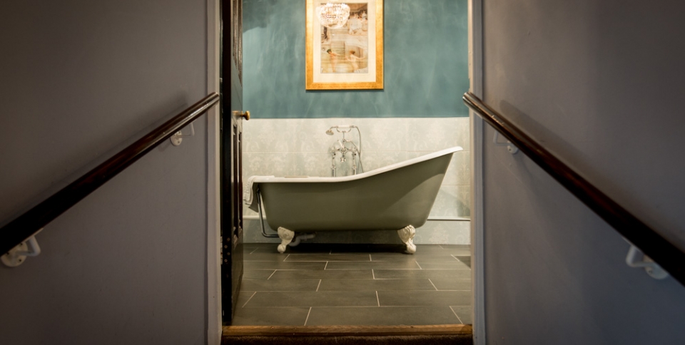 Soak in the cast iron bathtub